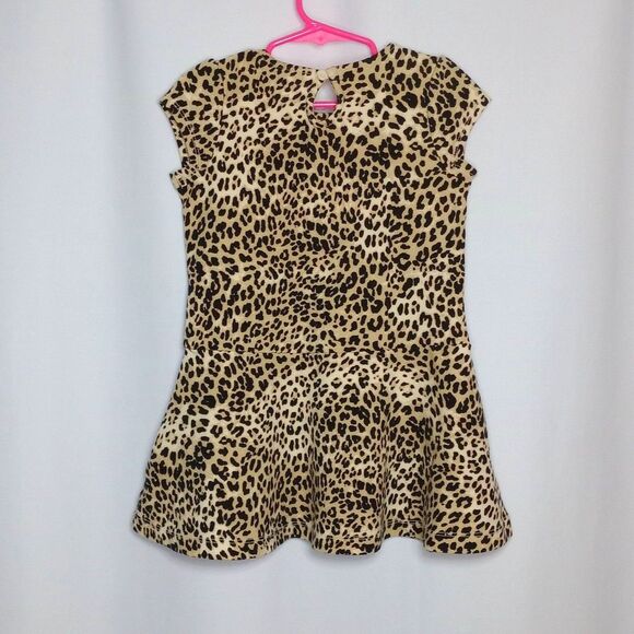 ⭐ Gymboree Girls Leopard Mini Dress Animal Print Cap Sleeve Cotton sz 5 - Picture 2 of 7